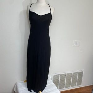 Forever 21 Black Caged Back Soft Stretch Midi Dress Size Small Casual Boho Girly